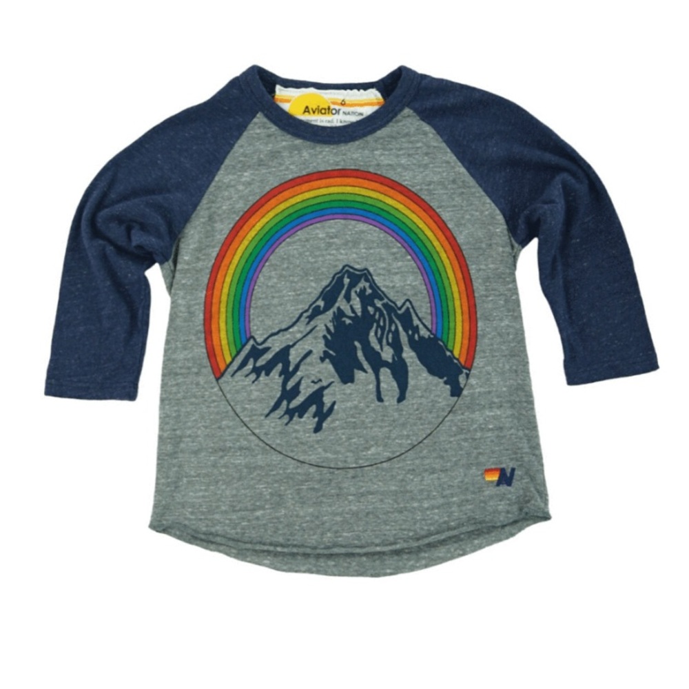 Aviator Nation Kids Mountain Rainbow Baseball T 4T